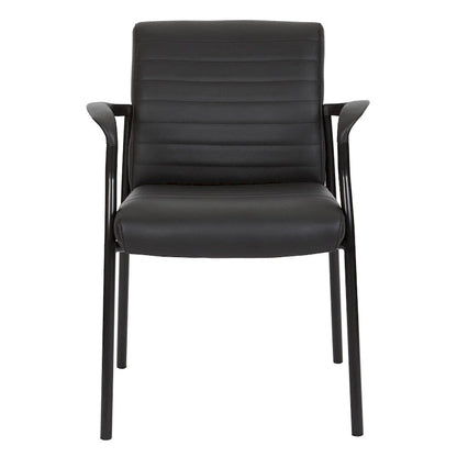 Fauteuil d'invité en similicuir avec cadre noir