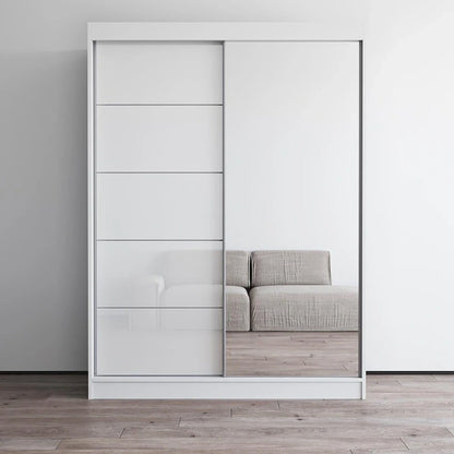 Armoire moderne Aria à 2 portes laquées brillantes avec miroir