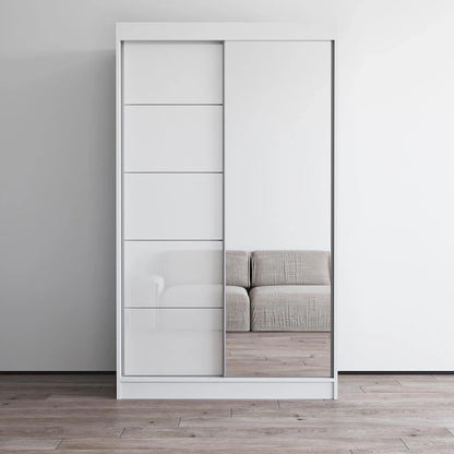 Armoire moderne Aria à 2 portes laquées brillantes avec miroir