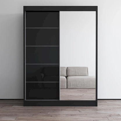 Armoire moderne Aria à 2 portes laquées brillantes avec miroir