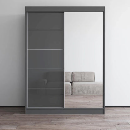 Armoire moderne Aria à 2 portes laquées brillantes avec miroir