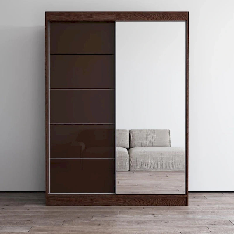 Armoire moderne Aria à 2 portes laquées brillantes avec miroir