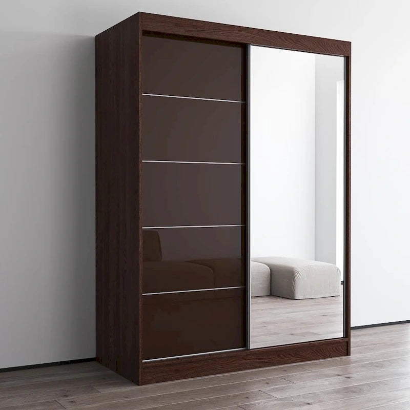 Armoire moderne Aria à 2 portes laquées brillantes avec miroir