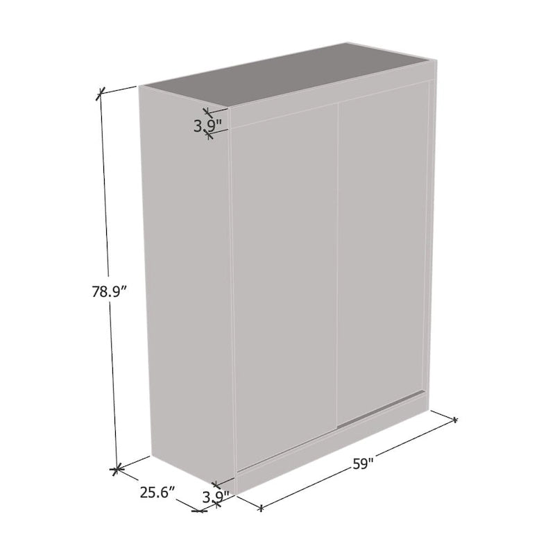 Armoire moderne Aria à 2 portes laquées brillantes avec miroir