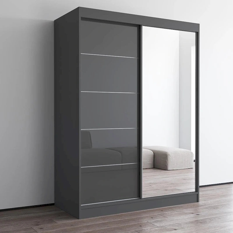 Armoire moderne Aria à 2 portes laquées brillantes avec miroir