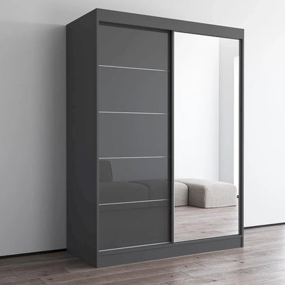 Armoire moderne Aria à 2 portes laquées brillantes avec miroir