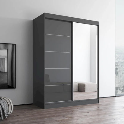Armoire moderne Aria à 2 portes laquées brillantes avec miroir
