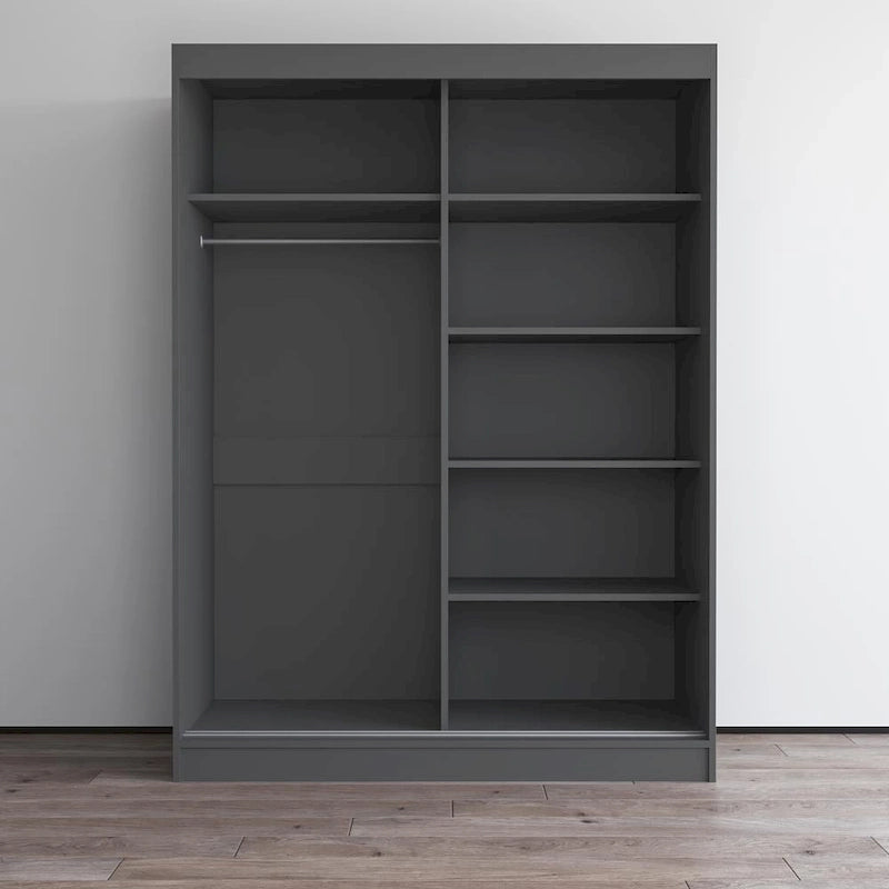 Armoire moderne Aria à 2 portes laquées brillantes avec miroir