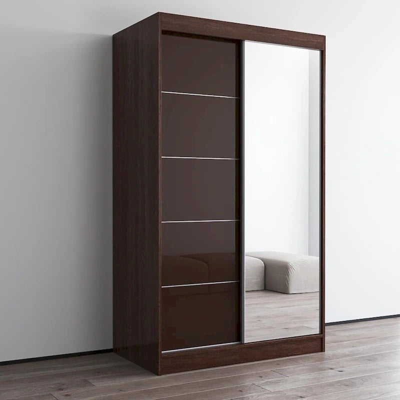 Armoire moderne Aria à 2 portes laquées brillantes avec miroir