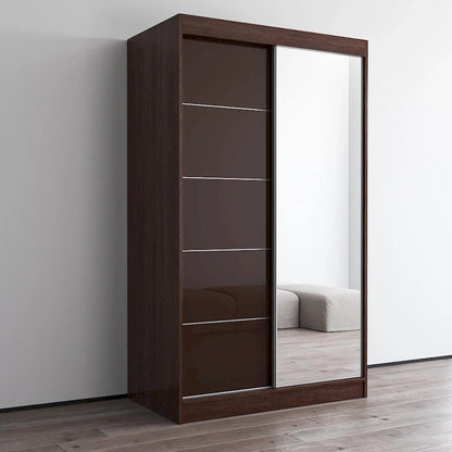 Armoire moderne Aria à 2 portes laquées brillantes avec miroir