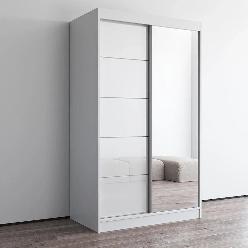 Armoire moderne Aria à 2 portes laquées brillantes avec miroir
