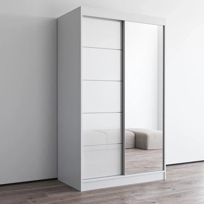 Armoire moderne Aria à 2 portes laquées brillantes avec miroir