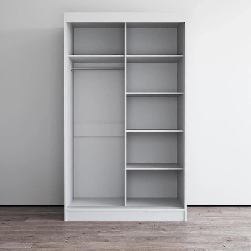 Armoire moderne Aria à 2 portes laquées brillantes avec miroir