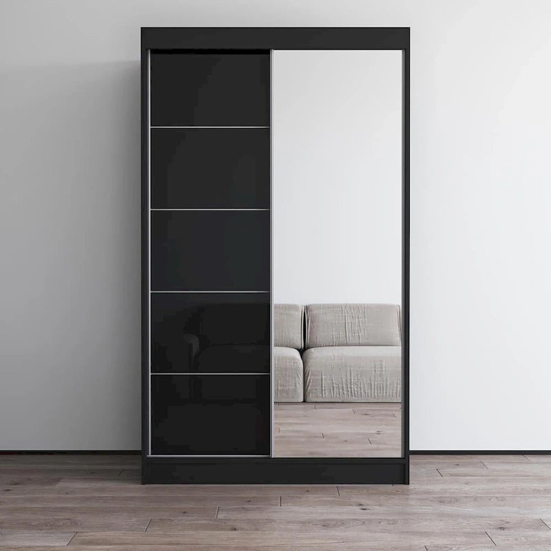 Armoire moderne Aria à 2 portes laquées brillantes avec miroir