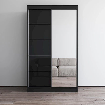 Armoire moderne Aria à 2 portes laquées brillantes avec miroir
