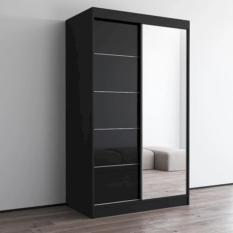 Armoire moderne Aria à 2 portes laquées brillantes avec miroir