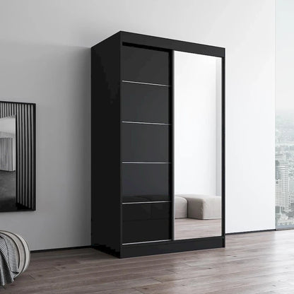 Armoire moderne Aria à 2 portes laquées brillantes avec miroir