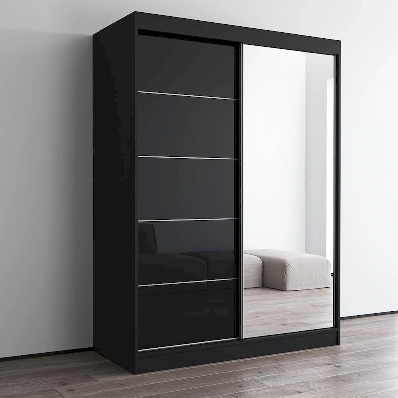 Armoire moderne Aria à 2 portes laquées brillantes avec miroir