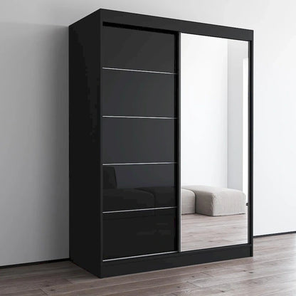 Armoire moderne Aria à 2 portes laquées brillantes avec miroir