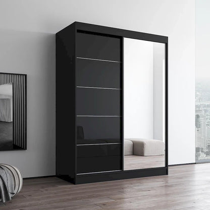 Armoire moderne Aria à 2 portes laquées brillantes avec miroir