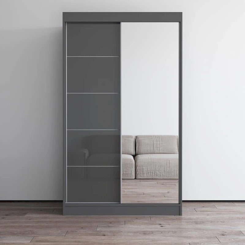Armoire moderne Aria à 2 portes laquées brillantes avec miroir
