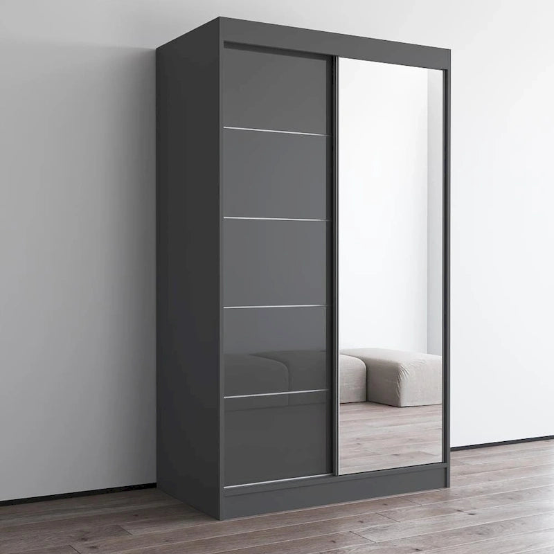Armoire moderne Aria à 2 portes laquées brillantes avec miroir