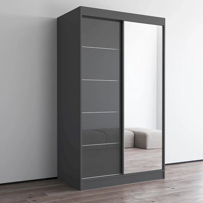 Armoire moderne Aria à 2 portes laquées brillantes avec miroir