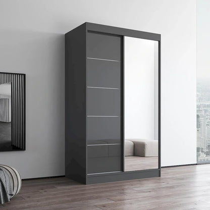 Armoire moderne Aria à 2 portes laquées brillantes avec miroir