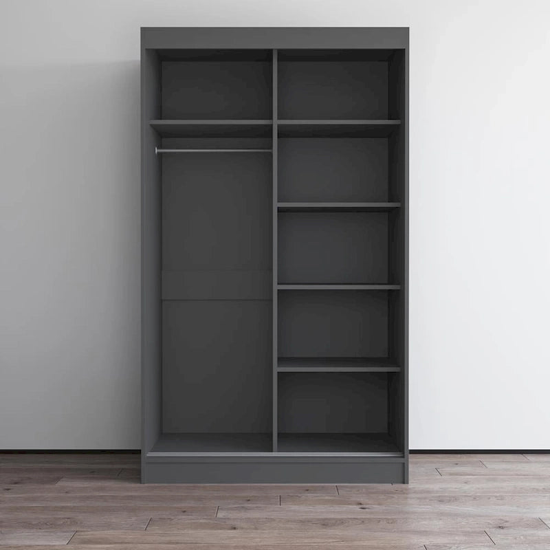Armoire moderne Aria à 2 portes laquées brillantes avec miroir