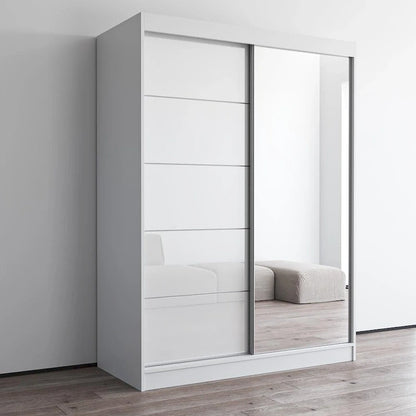 Armoire moderne Aria à 2 portes laquées brillantes avec miroir