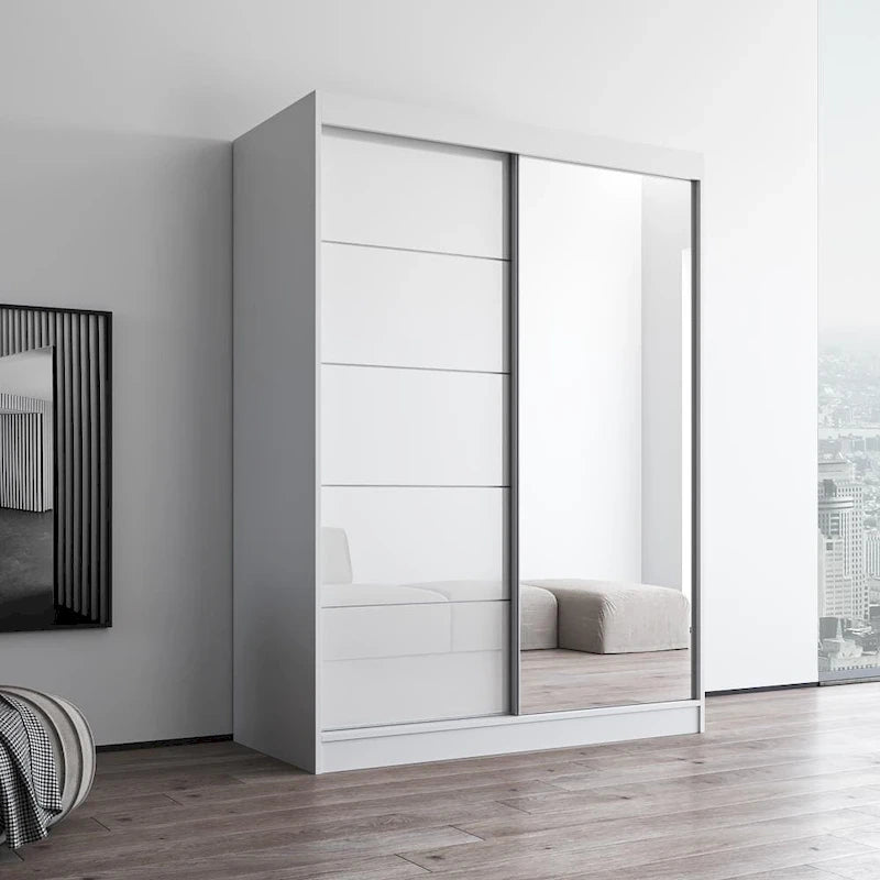 Armoire moderne Aria à 2 portes laquées brillantes avec miroir