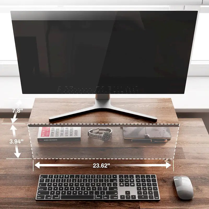Bureau d'ordinateur en L de 60 pouces avec support pour écran et étagère de rangement, idéal pour la maison, le travail ou l'écriture à domicile.