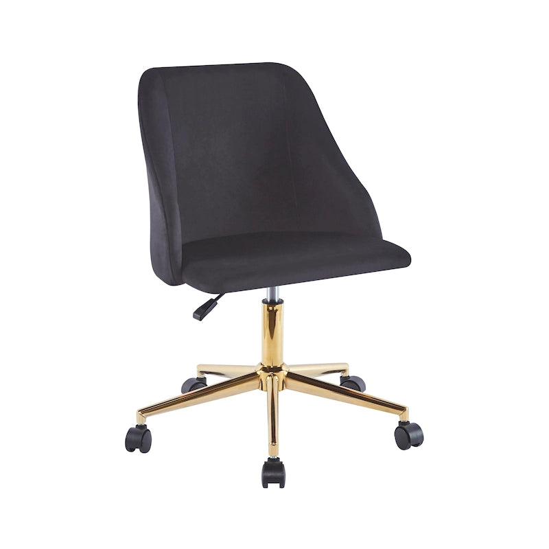 Fauteuil de bureau pivotant Porthos Home Ryo, velours, pieds chromés dorés