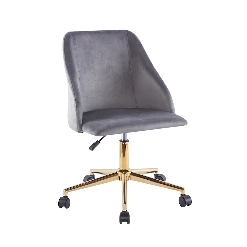 Fauteuil de bureau pivotant Porthos Home Ryo, velours, pieds chromés dorés