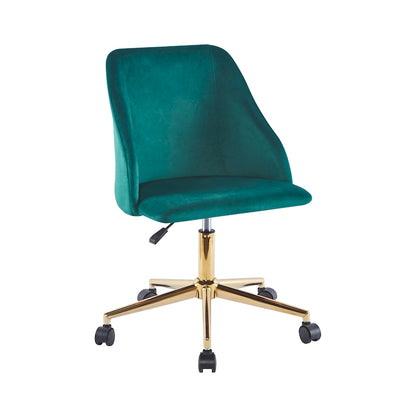 Fauteuil de bureau pivotant Porthos Home Ryo, velours, pieds chromés dorés