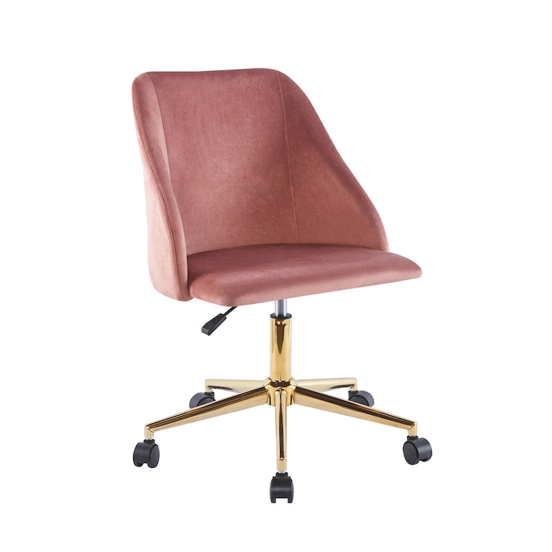 Fauteuil de bureau pivotant Porthos Home Ryo, velours, pieds chromés dorés