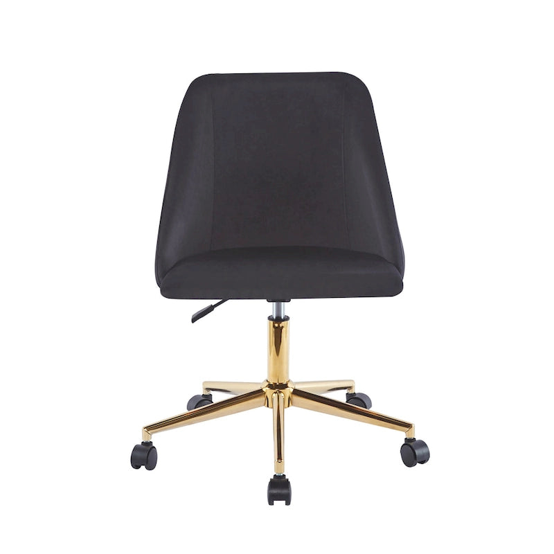 Fauteuil de bureau pivotant Porthos Home Ryo, velours, pieds chromés dorés