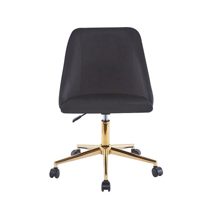 Fauteuil de bureau pivotant Porthos Home Ryo, velours, pieds chromés dorés