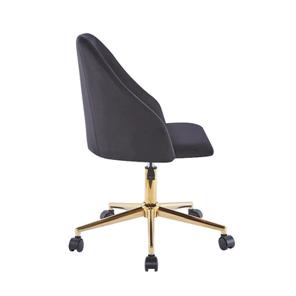 Fauteuil de bureau pivotant Porthos Home Ryo, velours, pieds chromés dorés