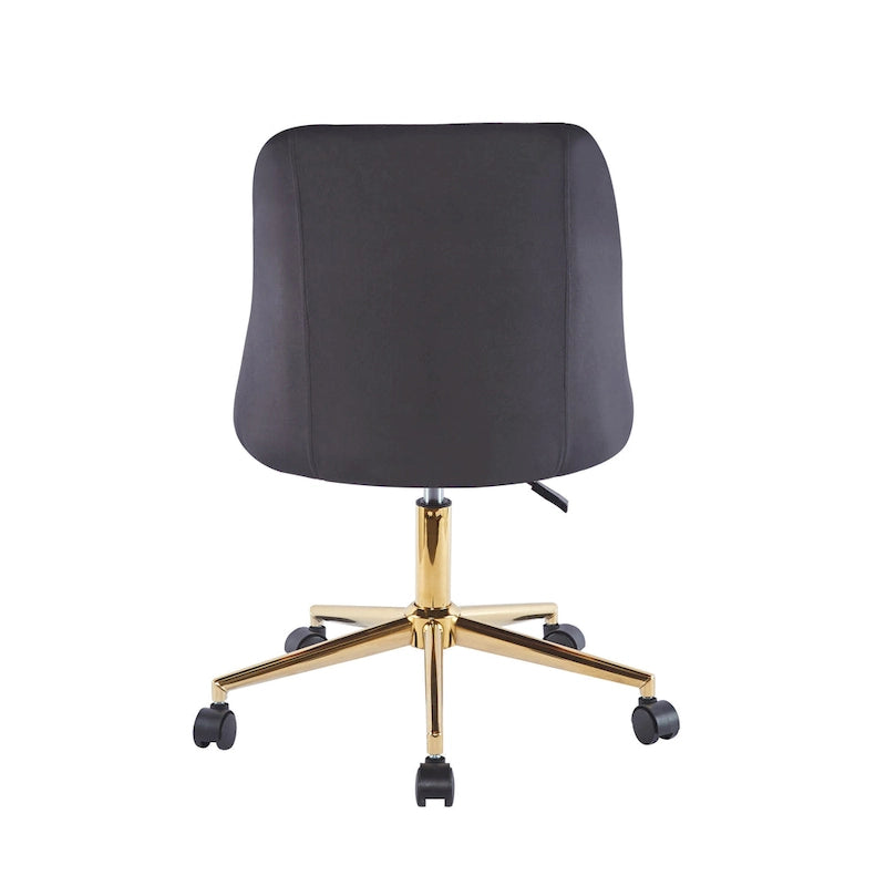 Fauteuil de bureau pivotant Porthos Home Ryo, velours, pieds chromés dorés