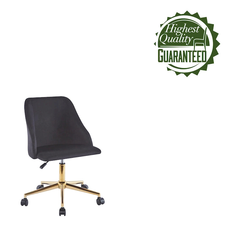 Fauteuil de bureau pivotant Porthos Home Ryo, velours, pieds chromés dorés