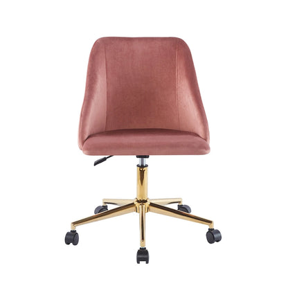 Fauteuil de bureau pivotant Porthos Home Ryo, velours, pieds chromés dorés