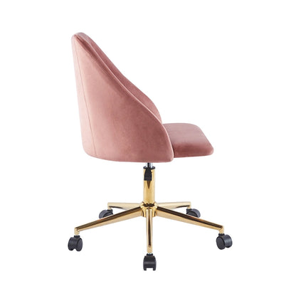 Fauteuil de bureau pivotant Porthos Home Ryo, velours, pieds chromés dorés
