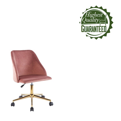 Fauteuil de bureau pivotant Porthos Home Ryo, velours, pieds chromés dorés