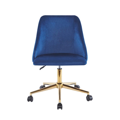 Fauteuil de bureau pivotant Porthos Home Ryo, velours, pieds chromés dorés