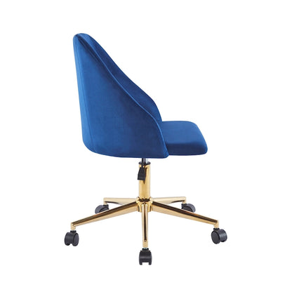 Fauteuil de bureau pivotant Porthos Home Ryo, velours, pieds chromés dorés