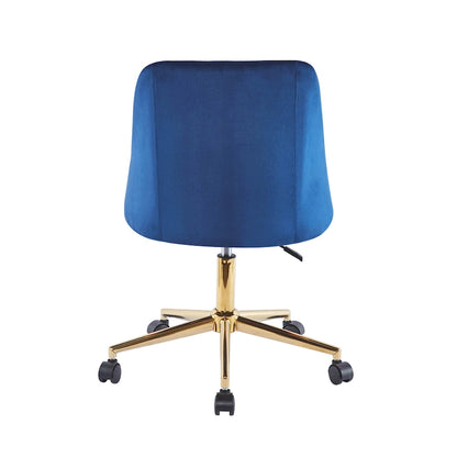Fauteuil de bureau pivotant Porthos Home Ryo, velours, pieds chromés dorés