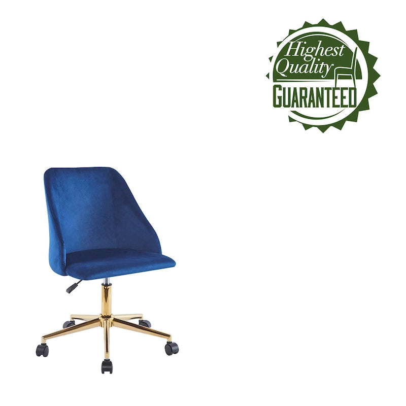 Fauteuil de bureau pivotant Porthos Home Ryo, velours, pieds chromés dorés
