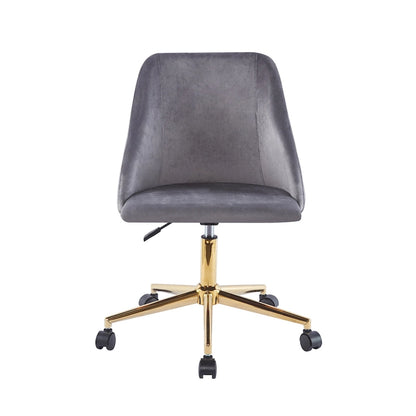 Fauteuil de bureau pivotant Porthos Home Ryo, velours, pieds chromés dorés