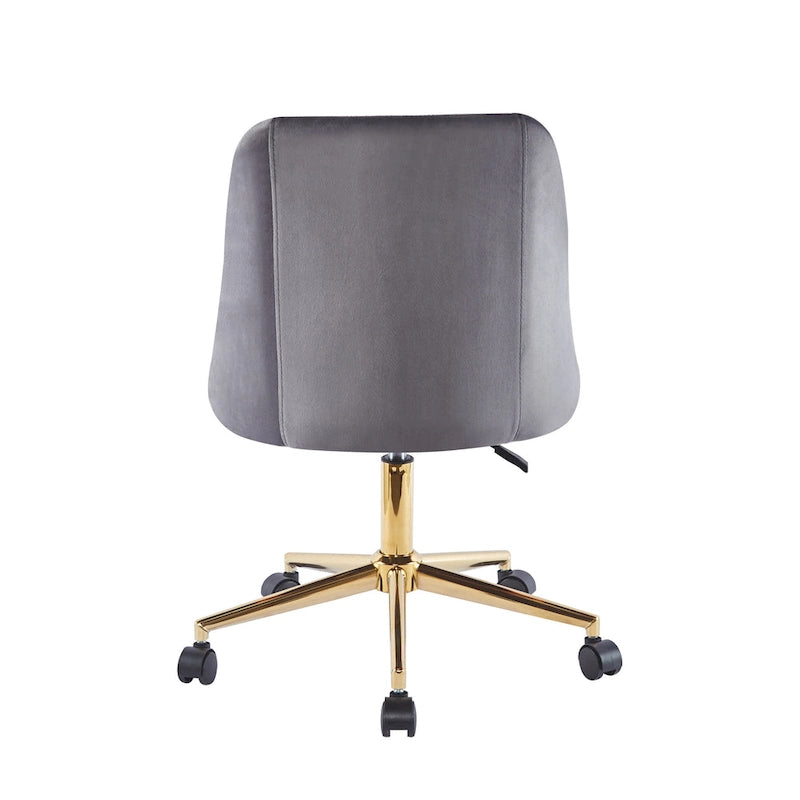 Fauteuil de bureau pivotant Porthos Home Ryo, velours, pieds chromés dorés